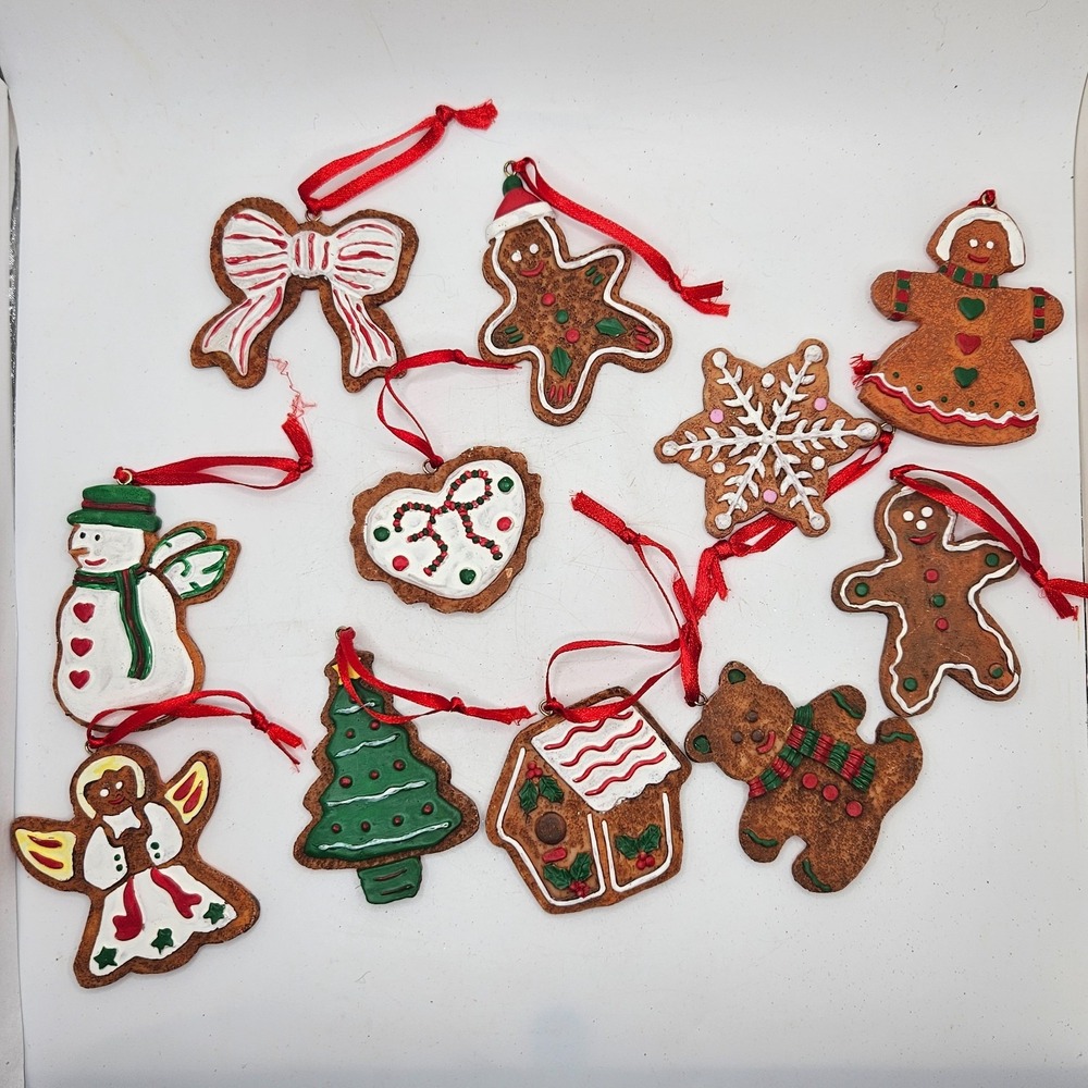 VTG Lot of 11 Gingerbread Christmas Ornaments Resin Cookie Tree Angel Snowman